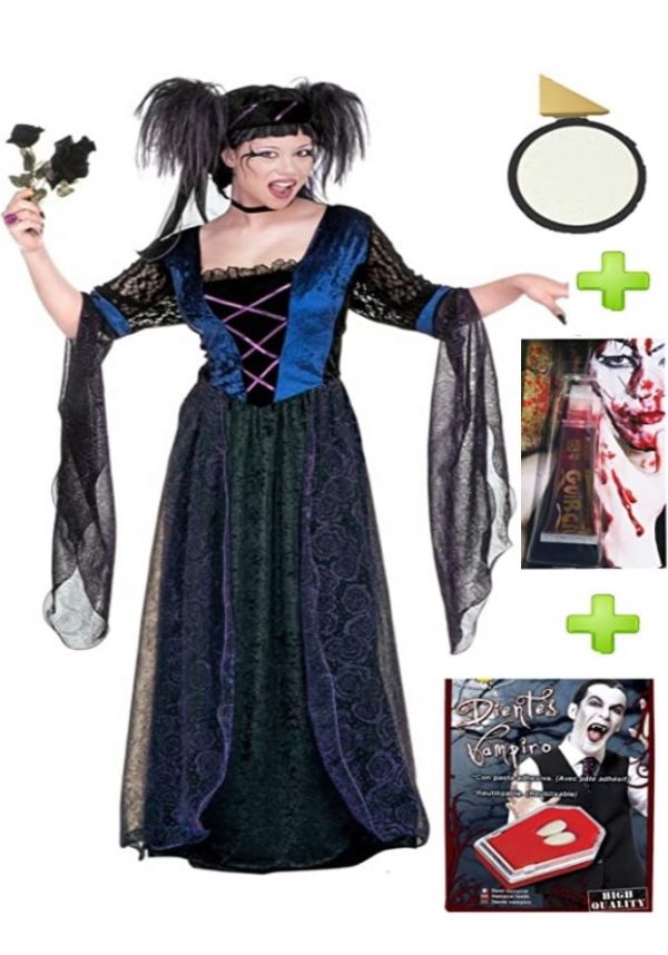 Disfraz de Vampiresa Princesa Gotica con set de caracterización