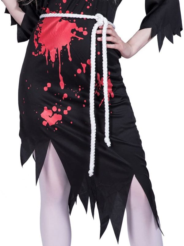 Disfraz de Zombie Monja para Mujer espalda detalle inferior