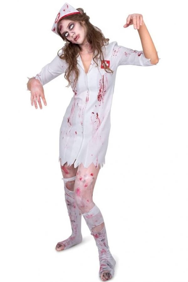 Disfraz de enfermera Zombie blanco para mujer