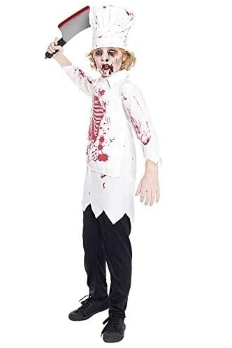 Disfraz Zombie Cocinero para niño hacha