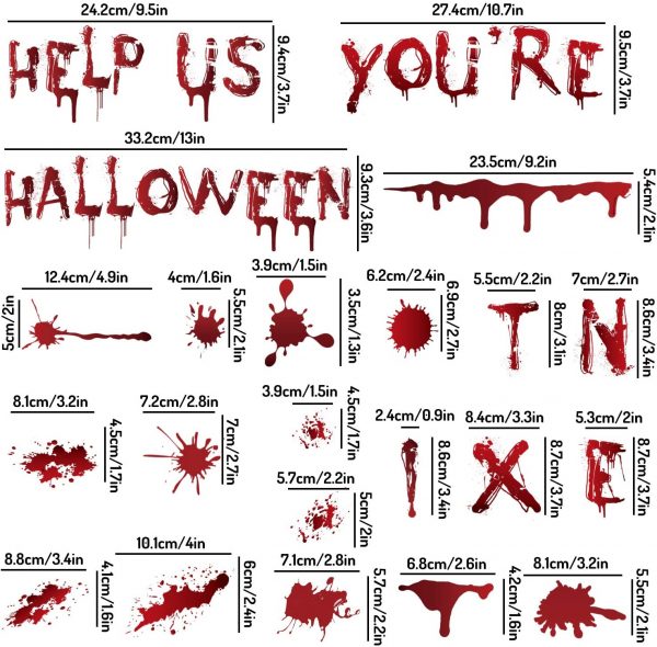 Juego de 62 pegatinas de huellas de manos con sangre para Halloween 2
