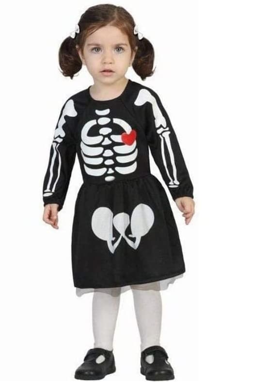 Disfraz de bebé esqueleto con vestido